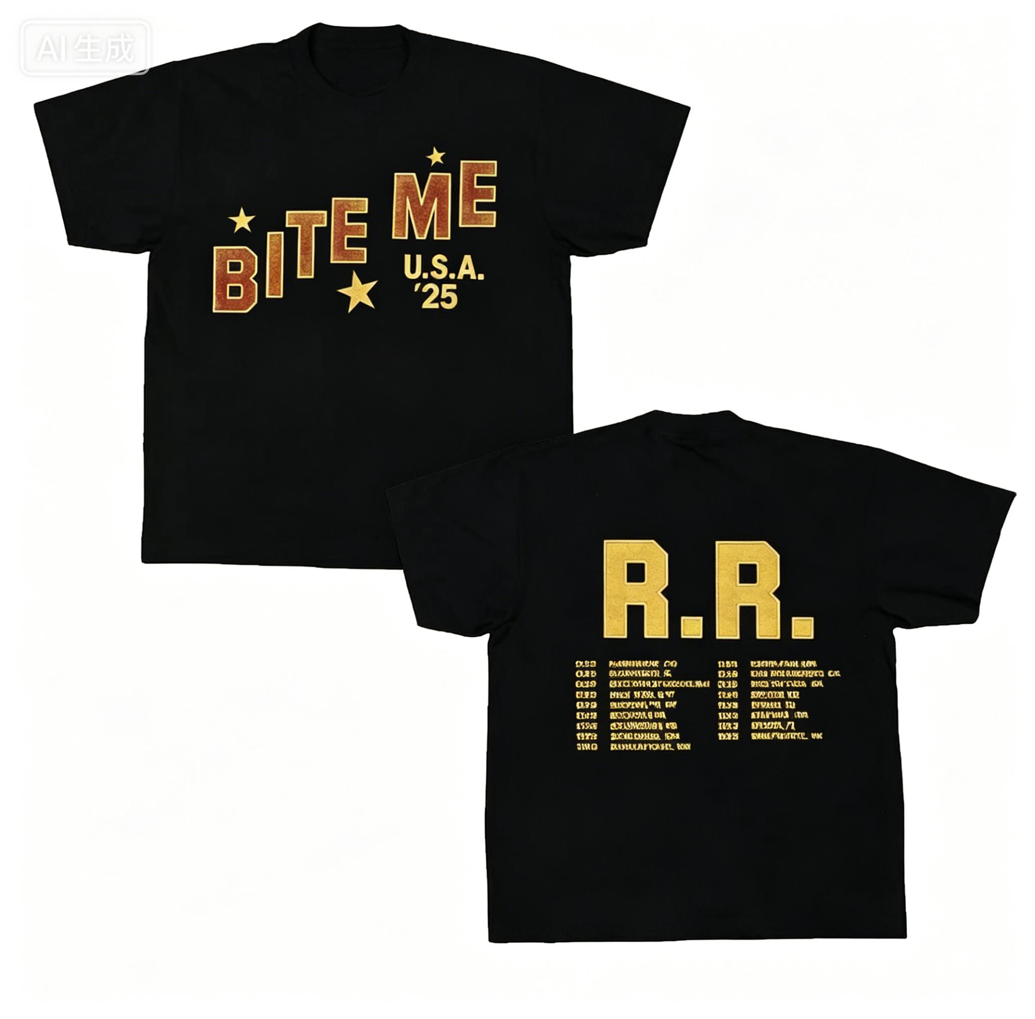 2026 New Cotton Summer Relaxing for Unisexs Tshirt Vintage Summer Bite Me Tour TwoSided Graphic Casual TShirt S