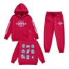 Kids' Long Sleeve Loose Pullover Letter Print Drawstring Hooded Sweatshirt Sweatpants Set
