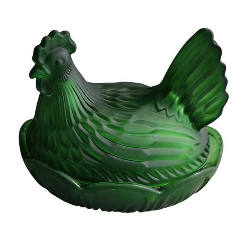 Glass Hen Candy Dish,Decorative Covered Candy Bowl with Lid Crystal Glass Chicken Shape Candy Jar Snacks Bowl Gift