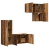 Wall Mounted TV Cabinet Set 4 pcs Reclaimed Wood Effect Particleboard