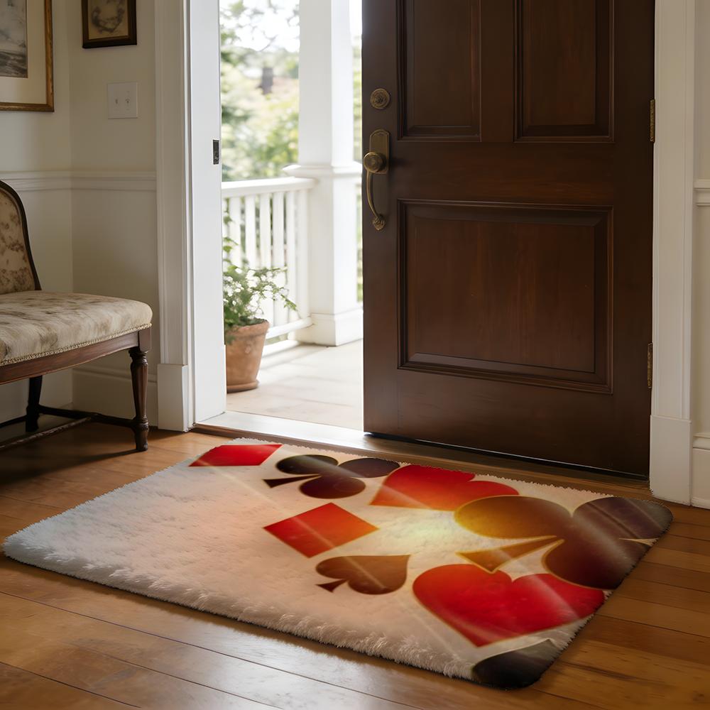 Fashion Spade Floor Mat Soft Flannel Absorbent Mat Non-Slip Rug Home Bedroom Bathroom