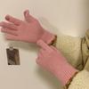 Autumn And Winter  Wool Knitted Gloves Fingerless Women'S Solid Color Warm Windproof Cycling Gloves With Touch Screen