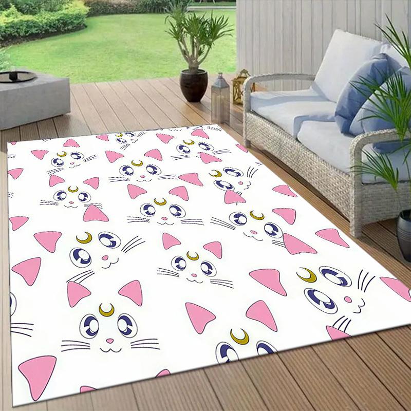 Sailor Moon5 Flannel Pattern Square Carpet,Area Rug,Carpet Rug for Living Room Bedroom Sofa Playroom Decor,Non-slip Floor Mat
