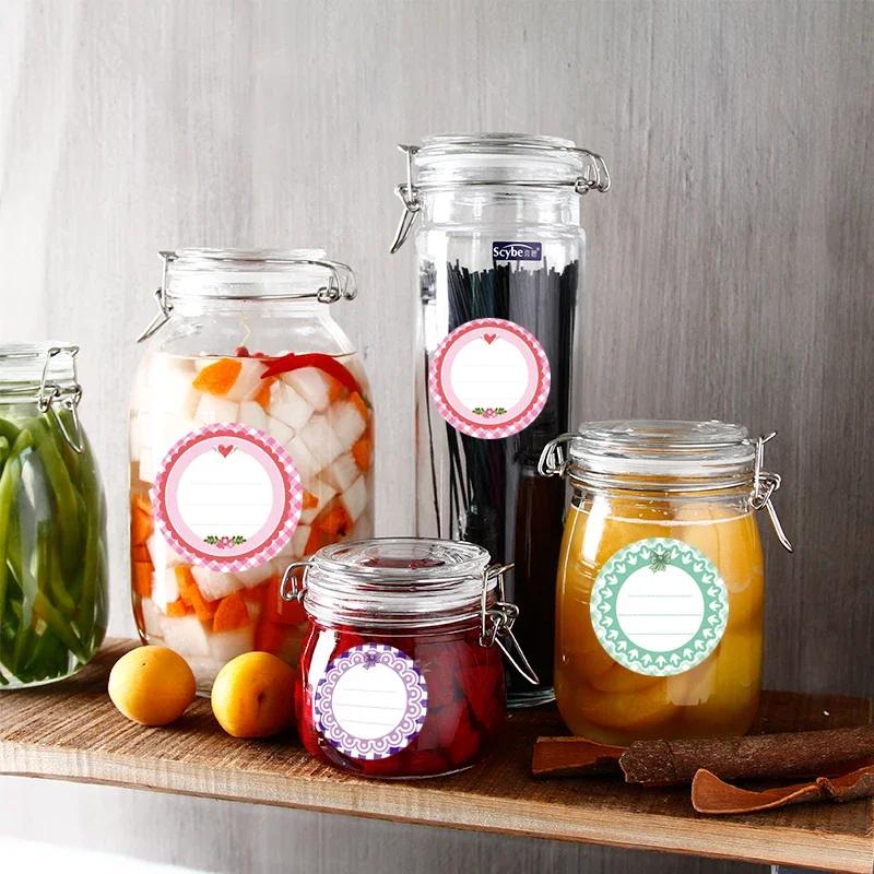 Glass Spice Jars Labels Stickers Junk Journal Planner Sticker Colorful Empty Cans Round Decorative Sticker Label Stationery Tags