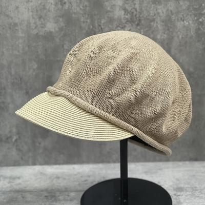 Spring And Summer Casual Versatile Breathable Octagonal Hat Female Cap Beret Thin Knitted Straw Woven Painter Hat