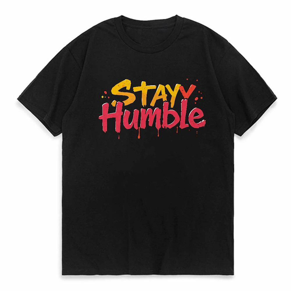stayy humble print t shirt Summer MenS Fashion Short Sleeve TShirt Letter Pattern Print Crew Neck Casual Graffiti casual tees
