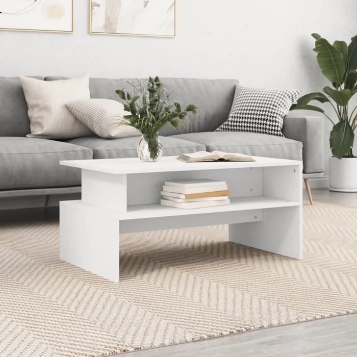 VidaXL Table basse blanc 90x55x42,5 cm bois d'ingénierie 834278