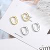 New Simple Smooth Oval Earring Thick Small Earrings Circle  Silver Needle Earrings for Women Man Fashion