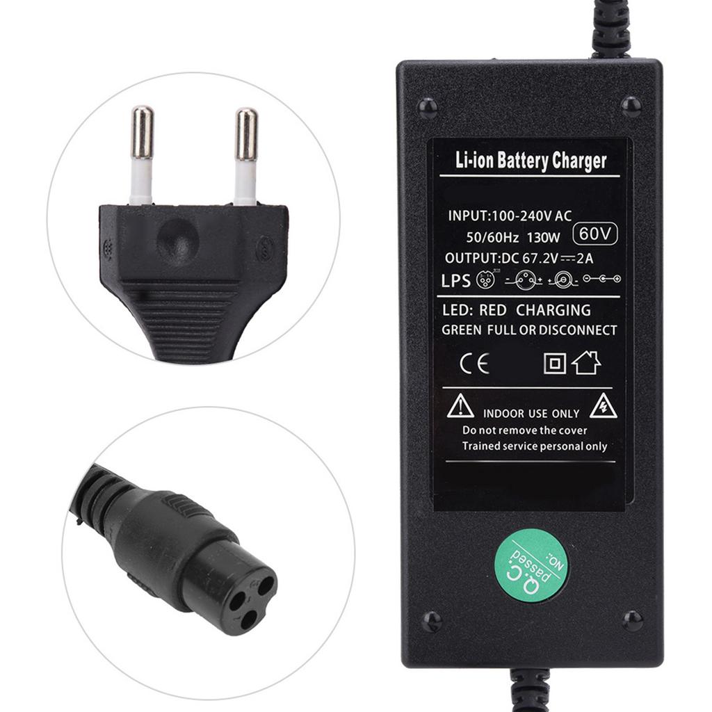 12AH Plastic Portable Universal Battery Charger for Electric Scooter Bicycle DC67.2V 2A