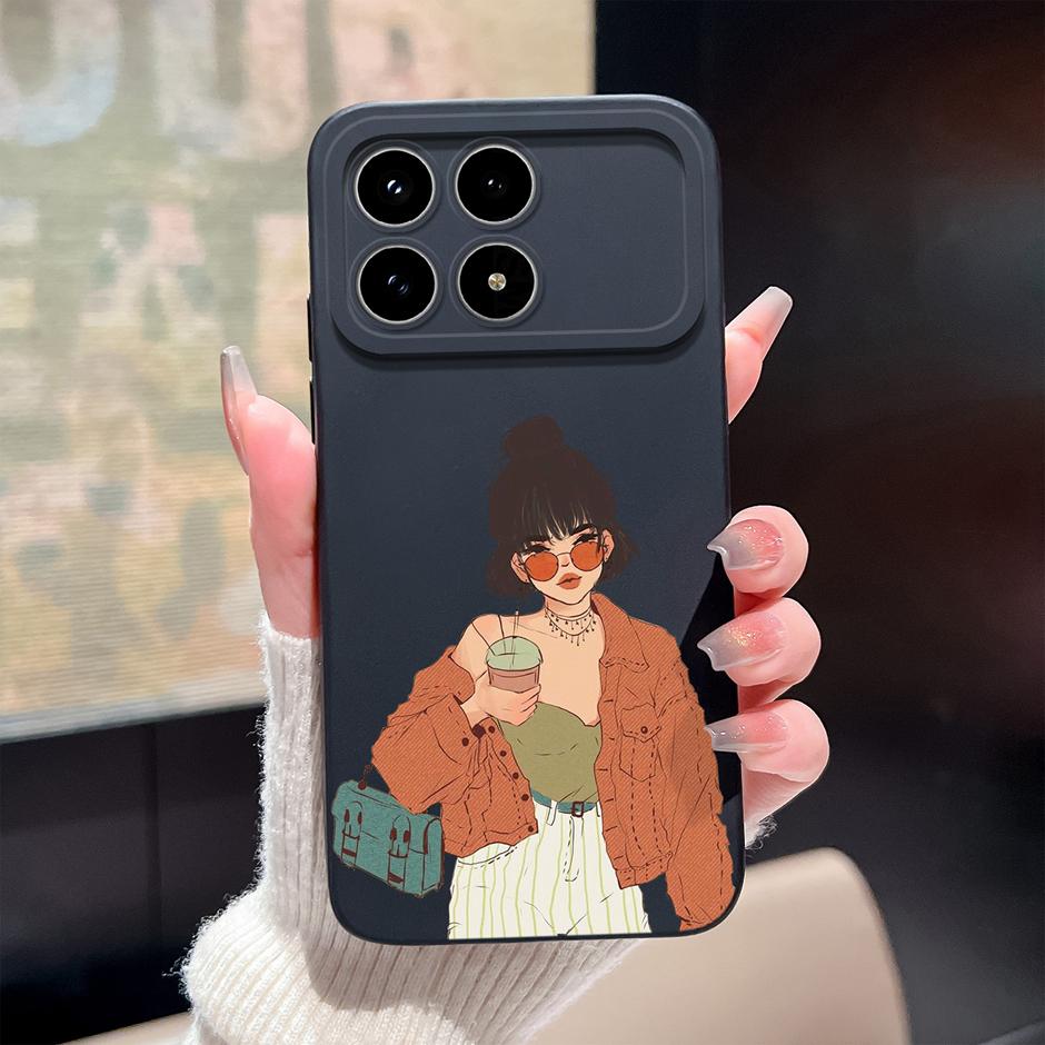 For Xiaomi Poco F8 Pro Ultra Cases Pretty Sweet Girls Liquid Silicone Full Protective Bumper Cover For Poco F8Pro F8Ultra Fundas