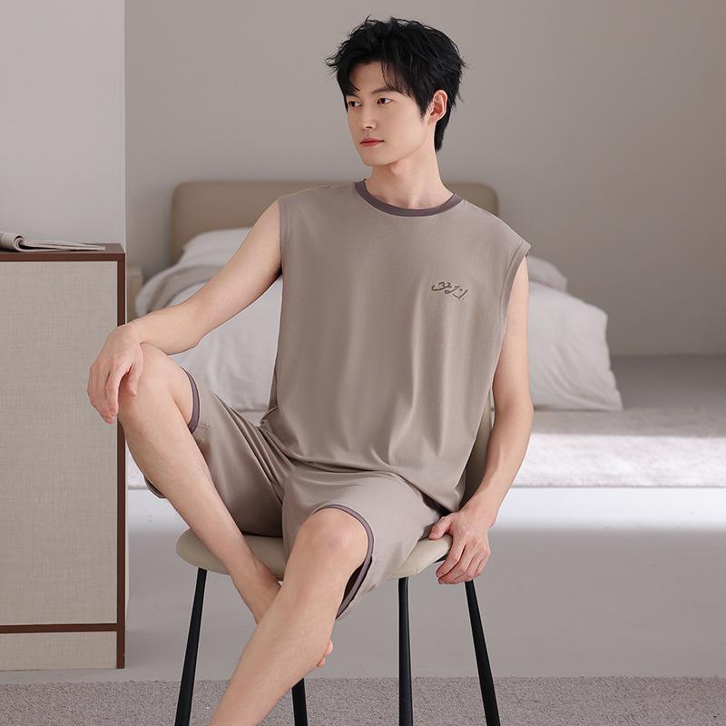 Modal pajamas men's summer summer silk ice silk vest sleeveless shorts loungewear men's thin suit