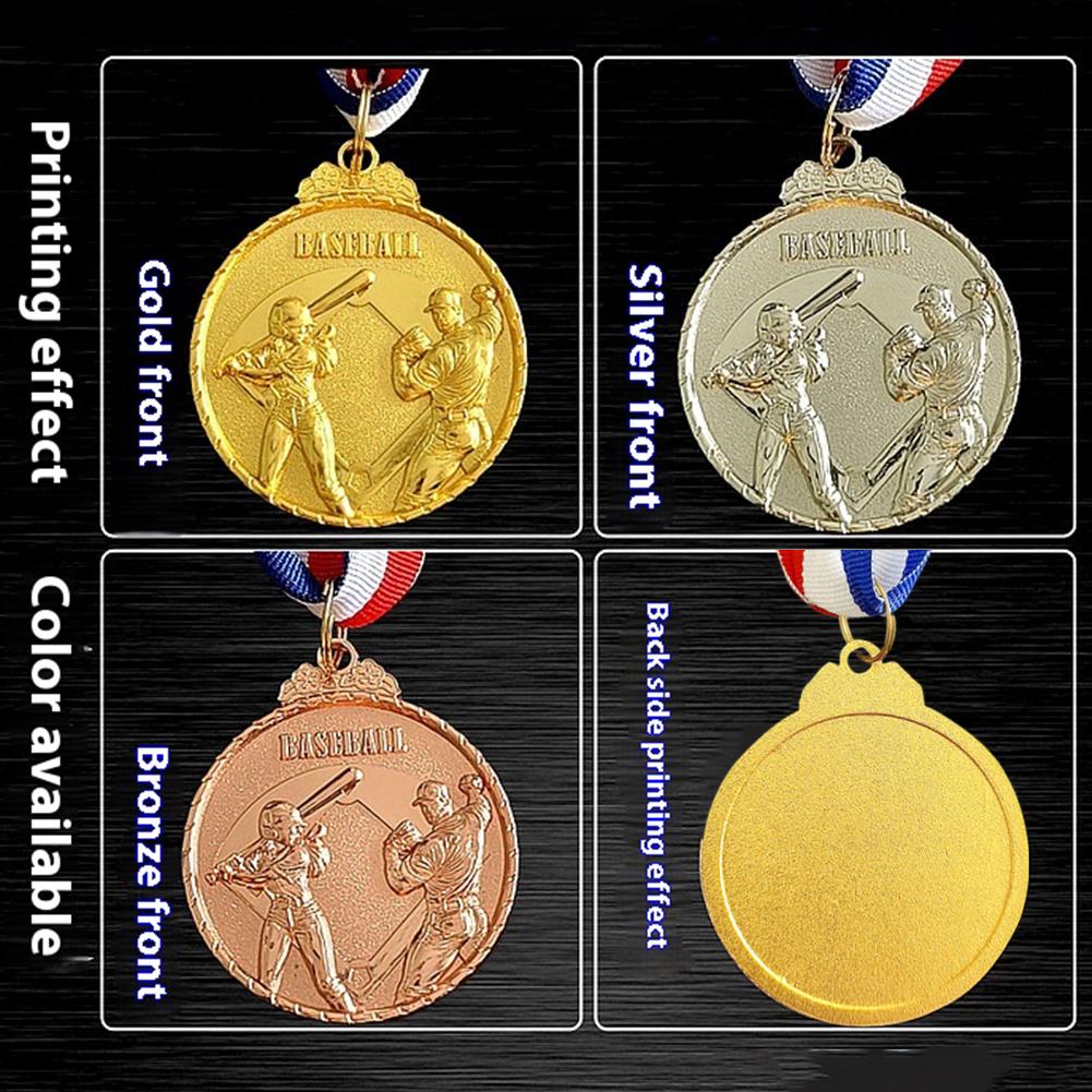 10Pcs Baseball Medals Award Medals 5cm Competition Prize Medals with Neck Ribbon Baseball Memorial Medal for Party Favors
