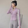 Women's Slim Fit Zipper Yoga Jacket with Sun Protection - Long Sleeve, Quick Dry Sportswear for Running & Fitness