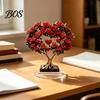 Crystal Rose Ornament Acrylic Ornament, 2D Flat Flower Decoration with Base, Table Art Centerpiece Romantic Desktop Decor for Home Shelf Cabinet