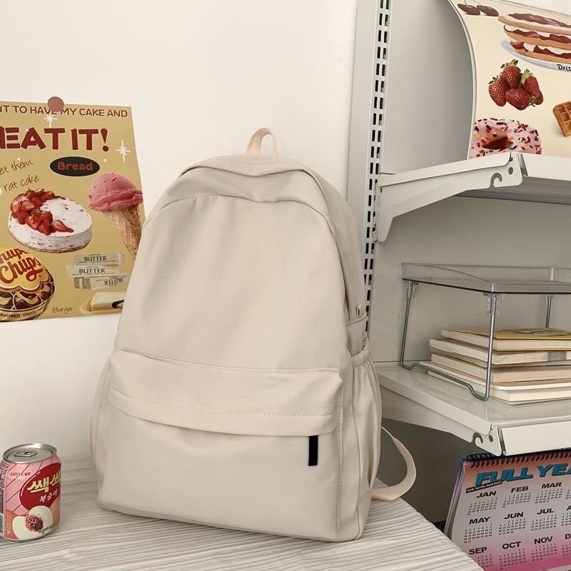 Trendy Nylon Backpack For Girls Stylish Soft School Bag Water-resistant For Students White