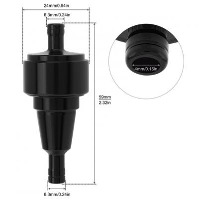 Filtro carburante moto in linea in alluminio cromato da 1/4 pollici 6 mm per moto/scooter ATV/bici