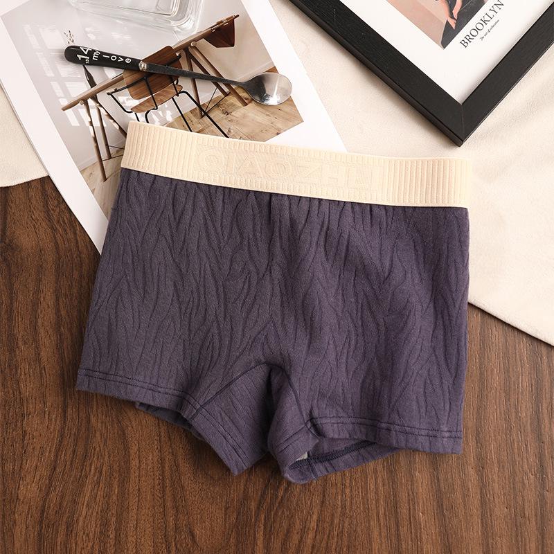 

Женские жаккардовые хлопковые трусы-боксеры средней посадки - Однотонные, Молодежные, Защита от оголения Extra Large темно-синий