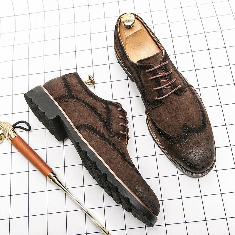 

Large size 46 Brock men s shoes British low-top lace-up leather shoes men s matte leather breathable casual business leather shoes 46 коричневый