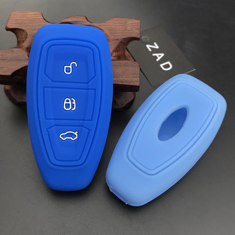 Zad Silicone Car Key Case Cover For Ford Mondeo Focus Fiesta Kuga C-Max S-Max Mk3 Replacement Auto 3 Buttons Key Protector