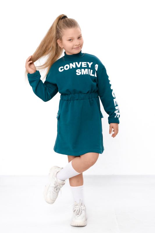 Girls' Dress – Demi-Season Casual Dress with «Convey a Smile» Print, Any season 6491-104-33 HC