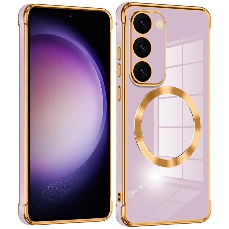 Solid Color Slim Magnetic Phone Case For Samsung Galaxy S25 Ultra S24 FE S23 Plus S22 S21 Wireless Charge Plating TPU Soft Shockproof Bumper Cover