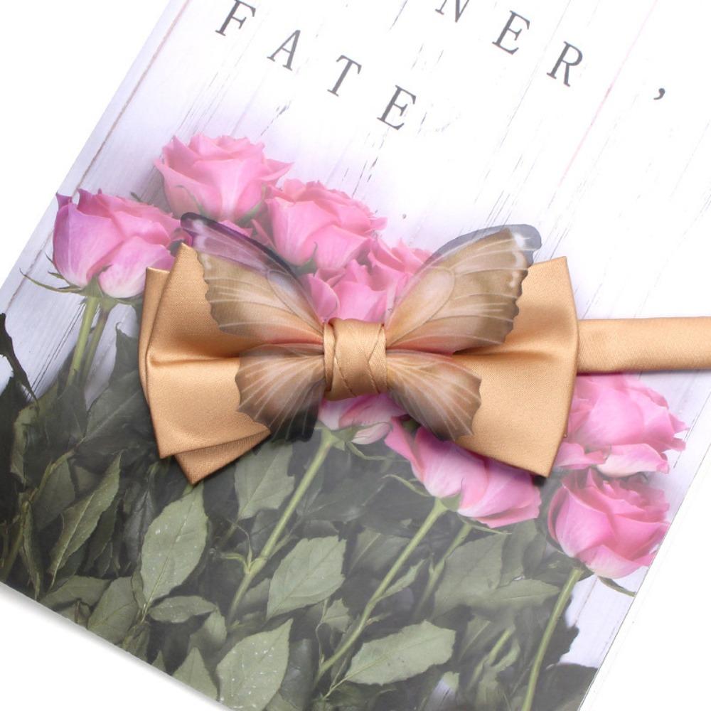 Solid Color Men Necktie Adjustable Bridegroom Groomsman Cravat Fashion Butterfly Bow Tie  Banquet