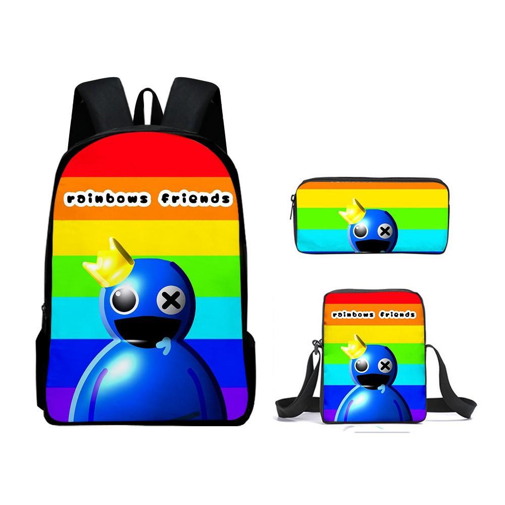 Rainbow Friends Zaino Scolastico Rainbow Friends Zaino Cartone Animato Borsa a Tracolla Astuccio Set da Tre Pezzi