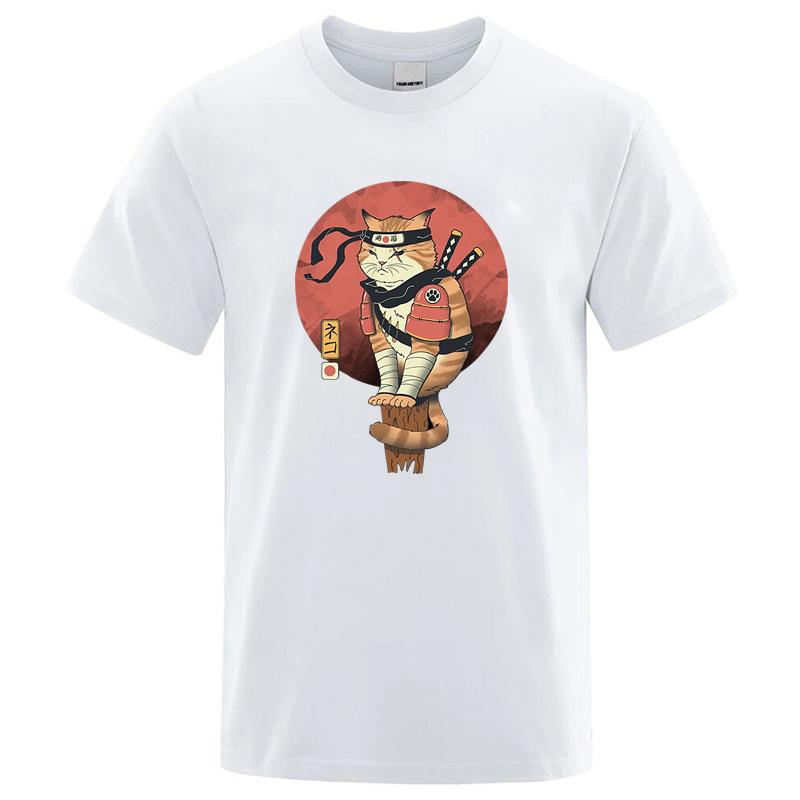 Mens High Quality Tshirt 100cotton Loose Short Sleeve Funny Knife Cat Print Loose Summer Men Tshirt Cool Tshirt Men Tees