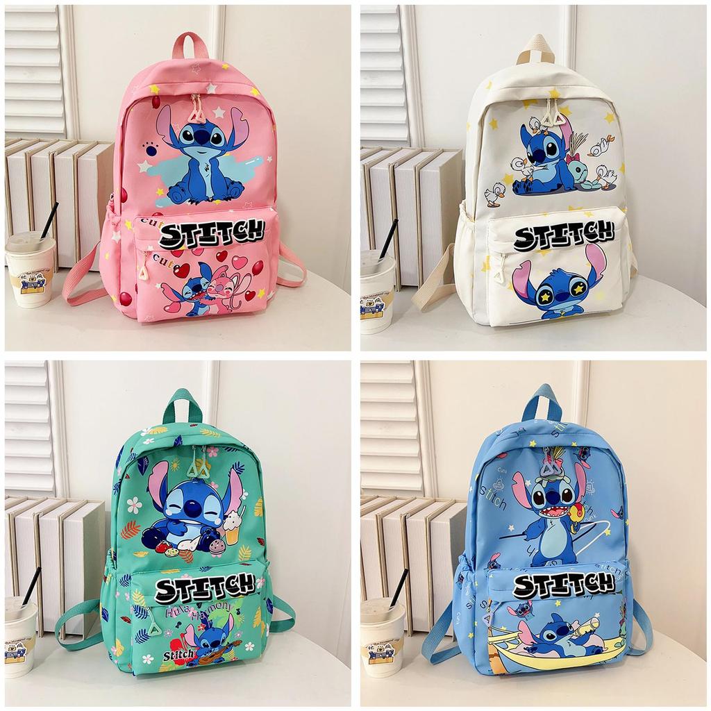 Stitch Cartoon Backpack For Kids With Breathable Nylon And Cloud Cushion Straps