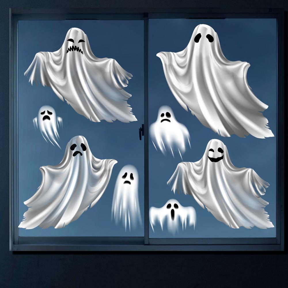 Halloween, White Ghost, Stickers, Glass Stickers, Cabinet Glass Doors, Scene Decoration Stickers, Party Decorations
