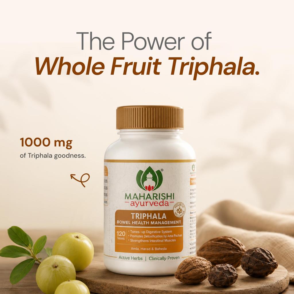 Maharishi Ayurveda Triphala Tablets 1000mg 120 Tablets | Supports Healthy Digestion | Improves Bowel Wellness| Relieves Constipation | Pure Herbs