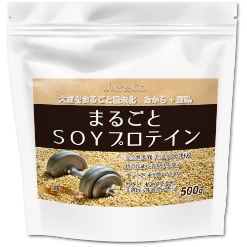 JAY&CO. Whole Soy Protein, Quickly Dissolves in Water, Reduced Grainy Flavor, Completely Additive-Free (500g, Unflavored)