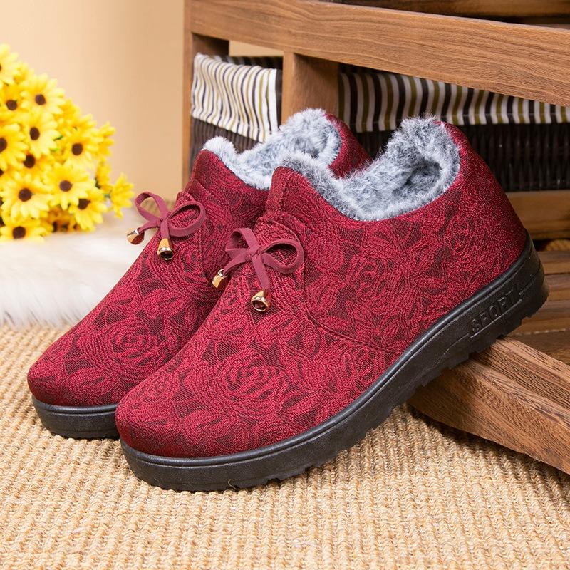 Winter Velvet Thickened Beijing Cloth Shoes Women's Cotton Shoes Cold-proof and Warm Soft-soled Non-slip Old Cotton Shoes