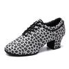Leopard Latin Dance Shoes Jazz Tango Salsa Woman Modern Ballroom Dance Shoes Teacher Shoes 3.5cm/5cm Heels Dance Sneakers