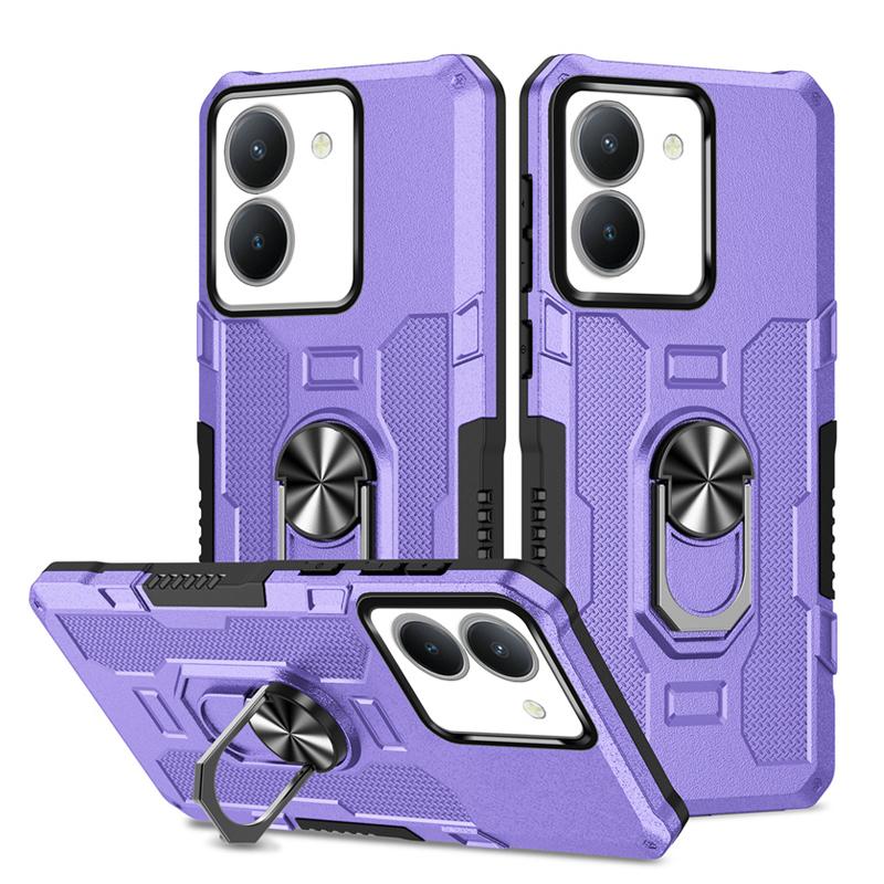 KEYSION Stoßfestes Panzergehäuse für VIVOV Y27 4G Y36 5G, Silikon + PC-Metallringständer, Telefonrückseite für VIVO Y02 Y02A Y02T Y02S