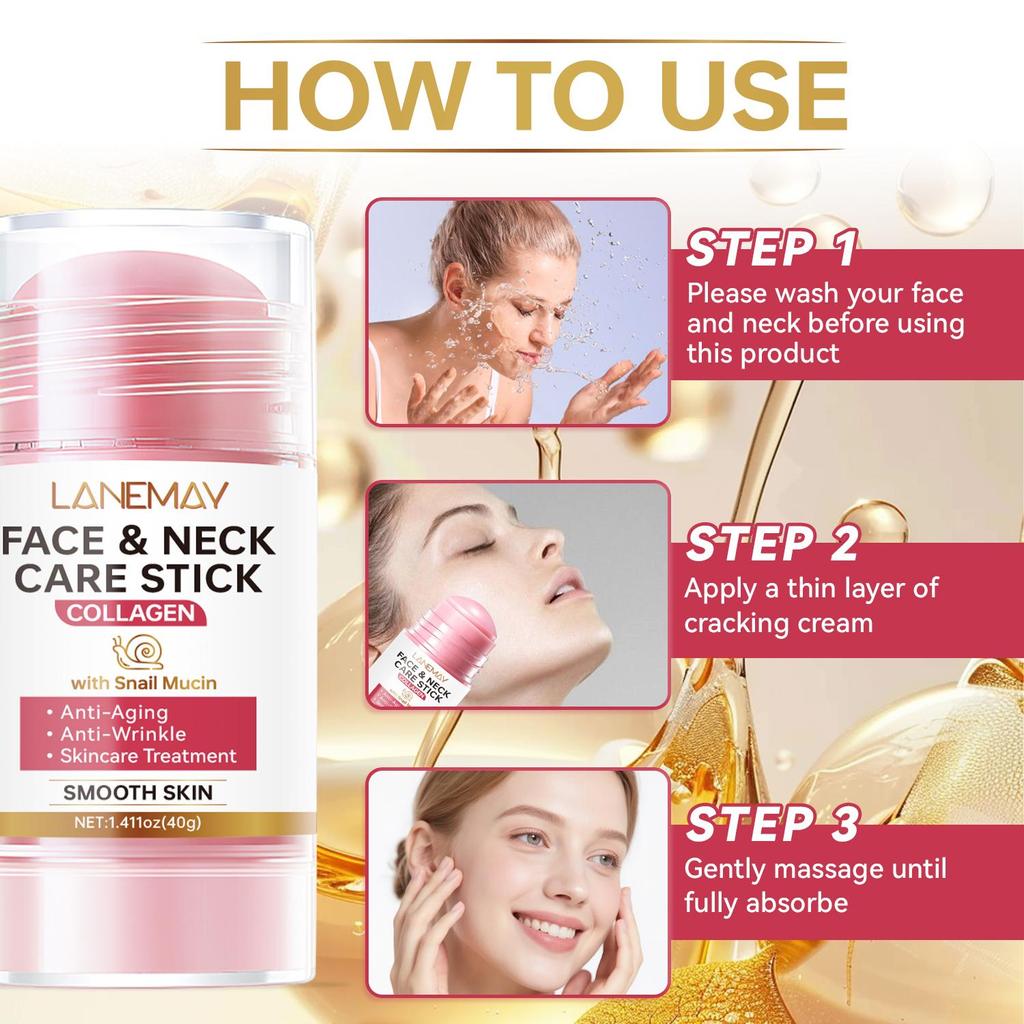 Face & Neck Care Stick-Lift And Tighten Skin-With Snail Mucin & Collagen-Moisturizing Care For All Skin Types, 40g