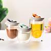 2025 New Portable Water Cup Double Wall Glass Cup With Leak-Proof LidTransparent Insulated Coffee Cups Milk Tea Juice Mug Drinkw