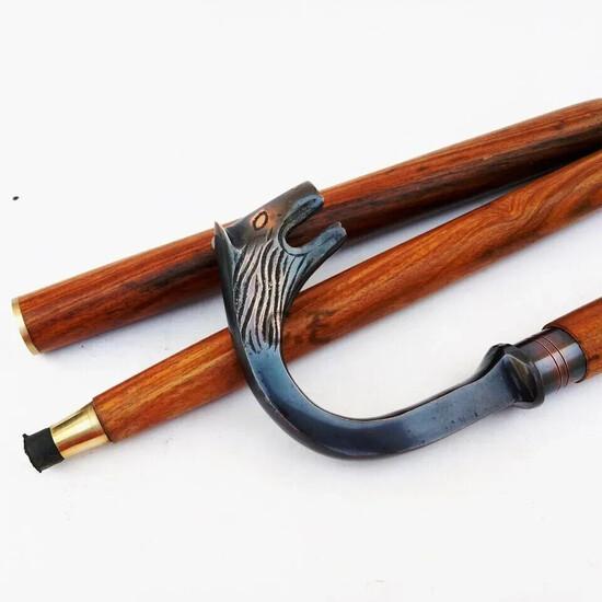 Antiker Stil Viktorianisch Vintage Designer Messinggriff Gehstock Holzspazierstock