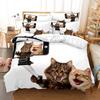 Cat Duvet Cover Set Cute Kitty Theme Bedding Set for Kids Girls 2/3pcs Single Double Queen King Size Comforter Cover Bedclothes