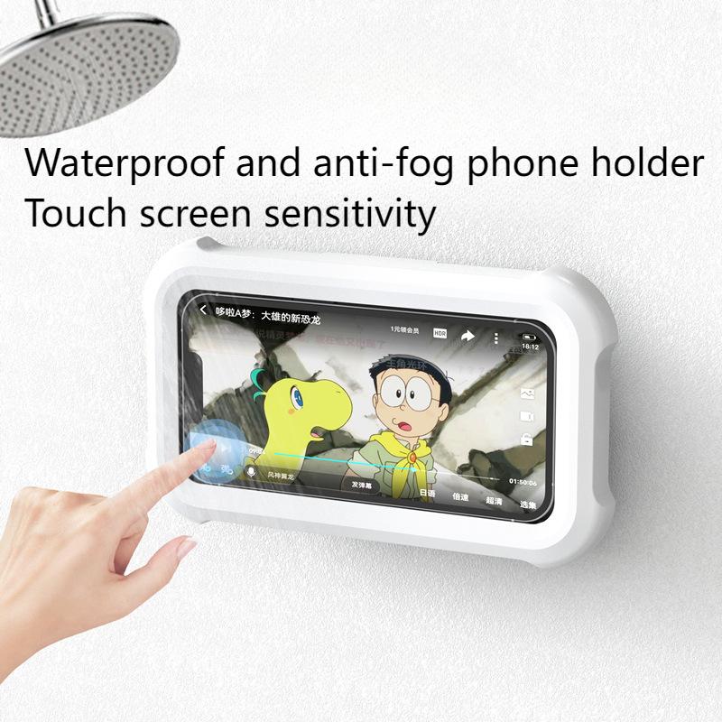 

Водонепроникний, захищений від запотівання, настінний тримач для мобільного телефону у ванній кімнаті з обертанням на 360° для душу та ванних кімнат чорний