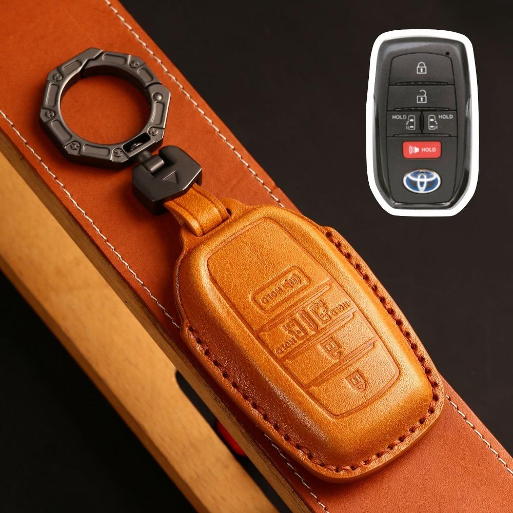 Echtes Leder Autoschlüsselhülle für Toyota Sienna Alphard Granvia Corolla Avalon Highlander Prado