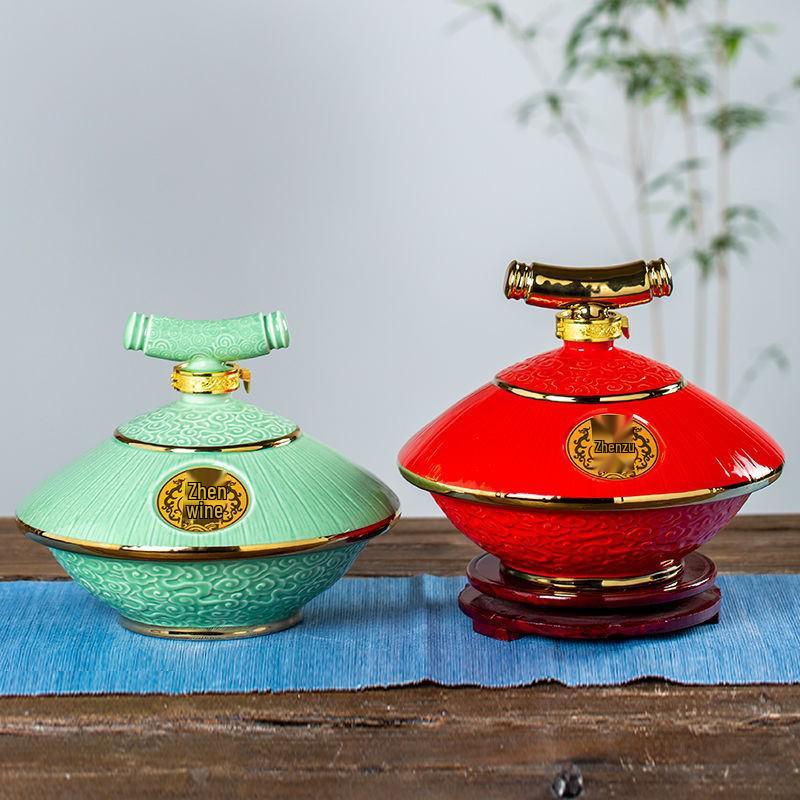Five-Jin Jingdezhen Ceramic Wine Set: Premium Baijiu Bottle, Gift Box, Cups, & Decanter Qing Glaze Premium Brewing with Gift Box