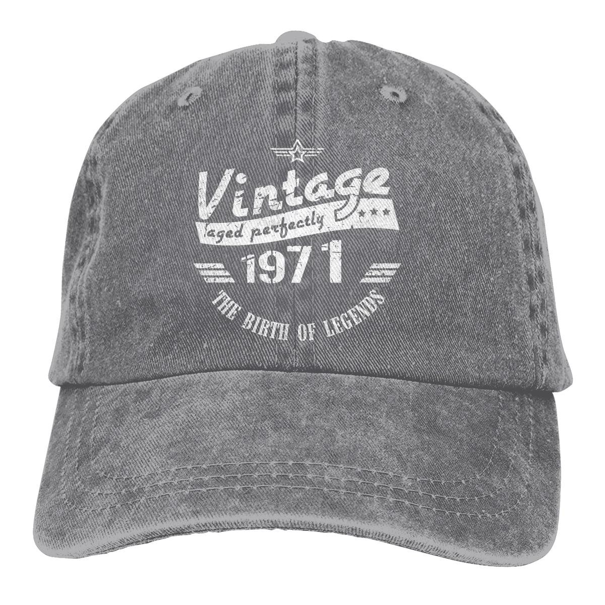 

Винтажная круглая бейсболка Мужские кепки Женские козырьки Защита Snapback 1971 50-летний юбилей Кепки для папы дедушки Adjustable