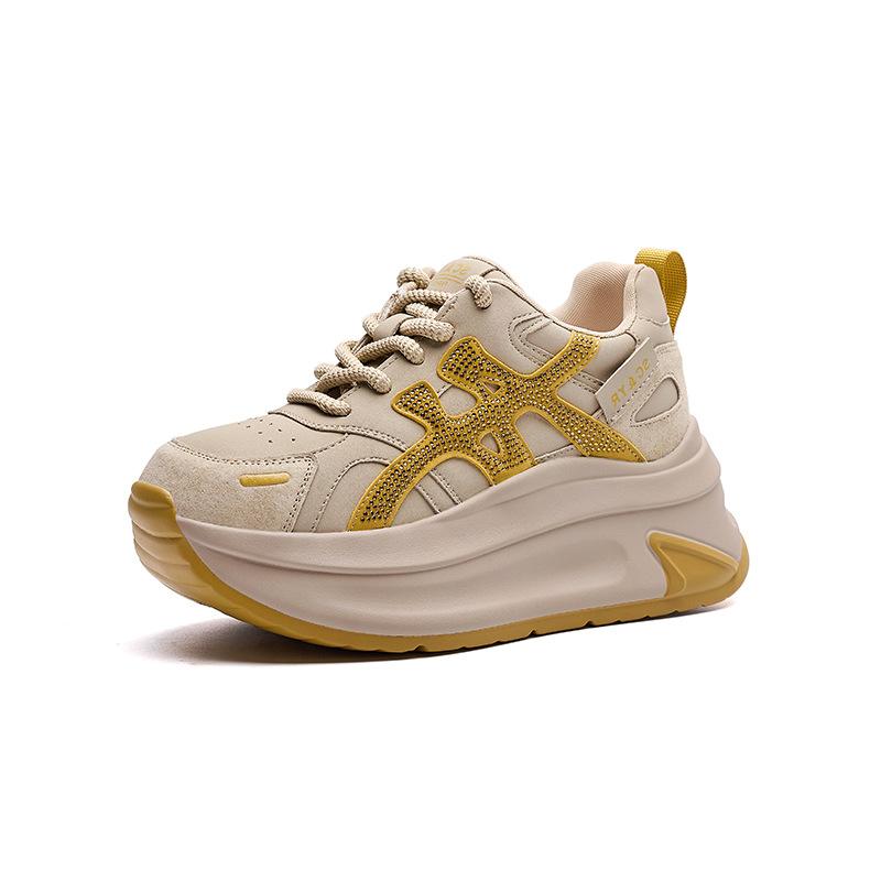 

Autumn New Water Diamond Thick soled Forrest Gump Women s Shoes for Casual Fashion and Height Increasing Retro Women s Shoe 40