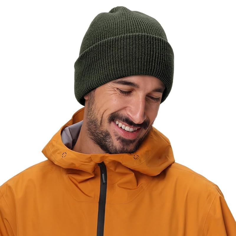 

[Connectyle] men s knit hat border knit cap Thick watch cap knit beanie snowboarding hat army green