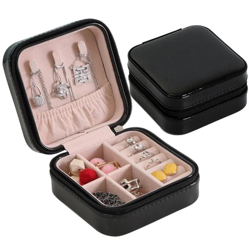 Portable Jewelry Box Travel Jewelry Storage Bag Bracelet Earrings Small Storage Box PU Single Layer Jewelry Earring Box