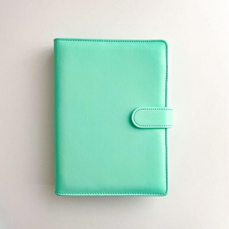 A5 Macaron Solid Color PU Leather Loose-Leaf Notebook Planner - Simple Business Style