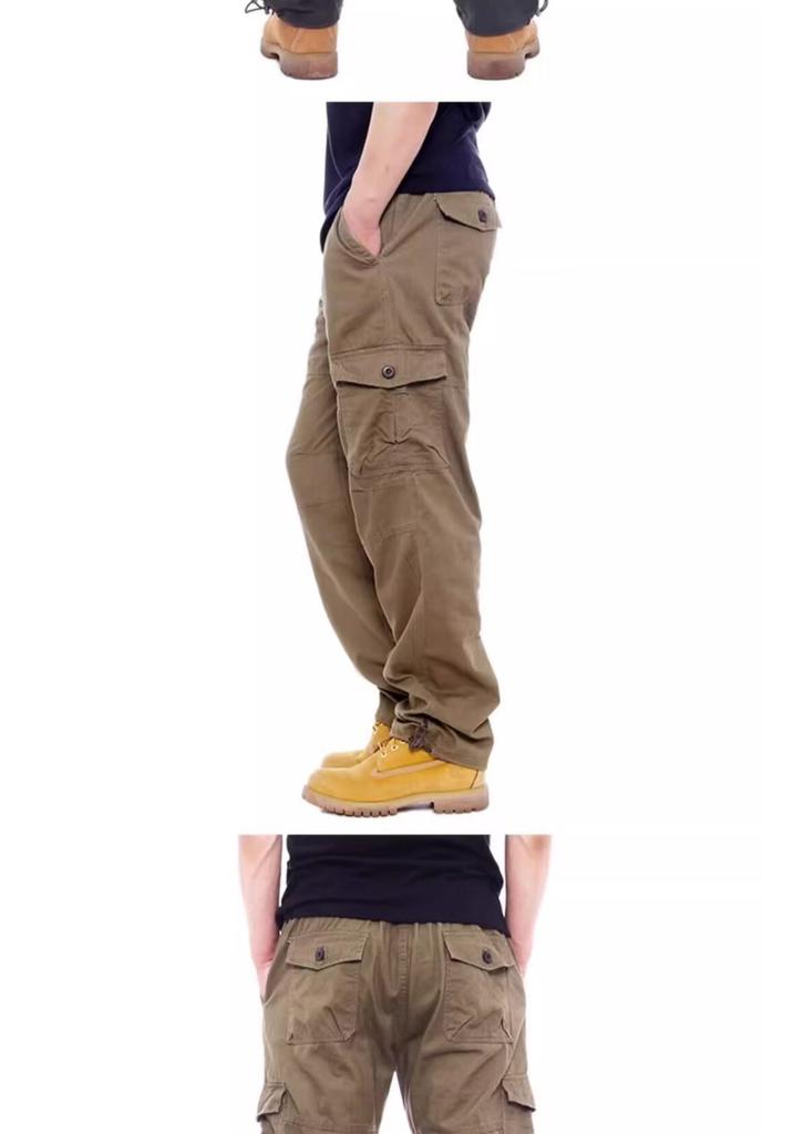 Men's Loose Fit Multi-Pocket Camouflage Cargo Pants - Wear-Resistant, All-Cotton, Casual Spring/Autumn Trend.