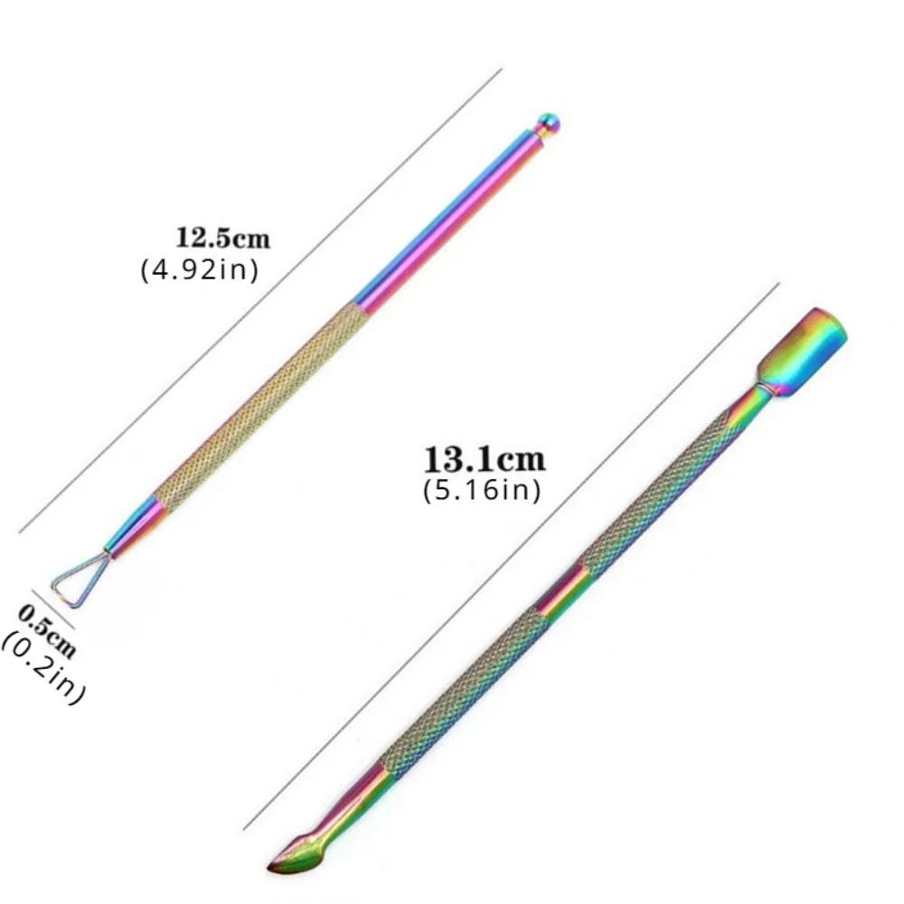 2 szt./zestaw Popychacz do skórek paznokci Dwustronny Popychacz do paznokci do usuwania martwego naskórka Palca Pedicure Stal nierdzewna Remover do martwego naskórka Narzędzia do paznokci żelowych UV