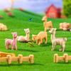 5 Stück Alpaka Miniaturen Mini Alpaka Figuren Sammlerstück Miniatur Tierstatuen für Feengarten Mikrolandschaft DIY Basteln